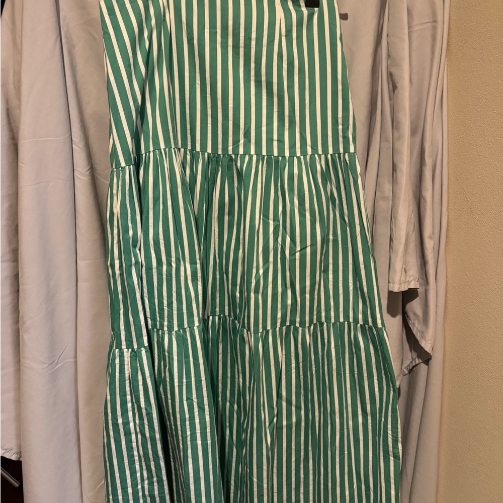 Gianni Bini Green and White Striped Maxi Skirt